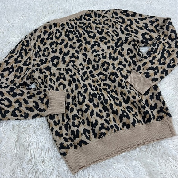 J. Crew 100% Merino Wool leopard print pullover crewneck sweater small - Picture 6 of 11